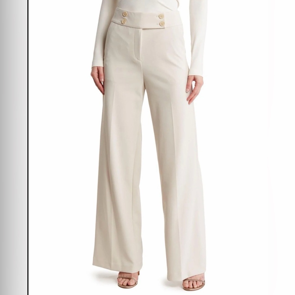 Calvin Klein Women's Tan Scuba Crepe Wide-Leg Pants Size 10P
